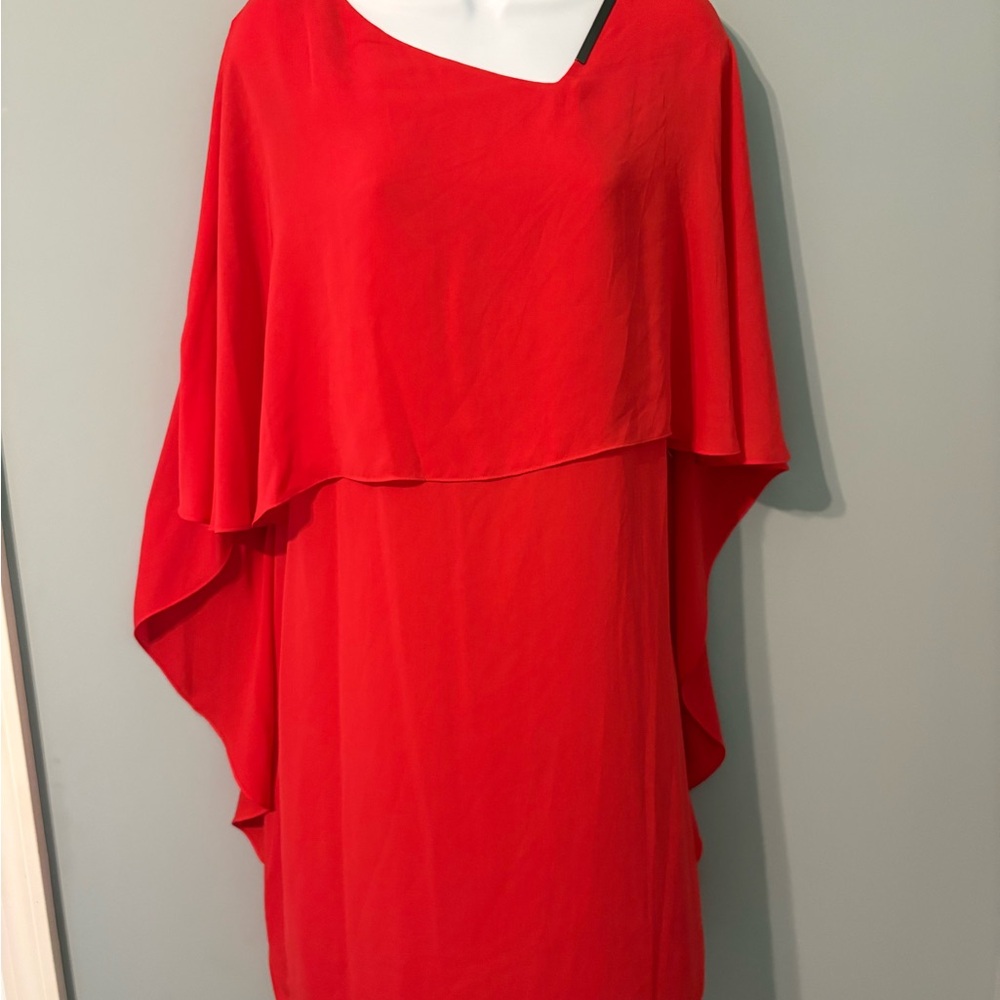 NWOT 
Halston Heritage Vibrant Red Asymmetrical Dress